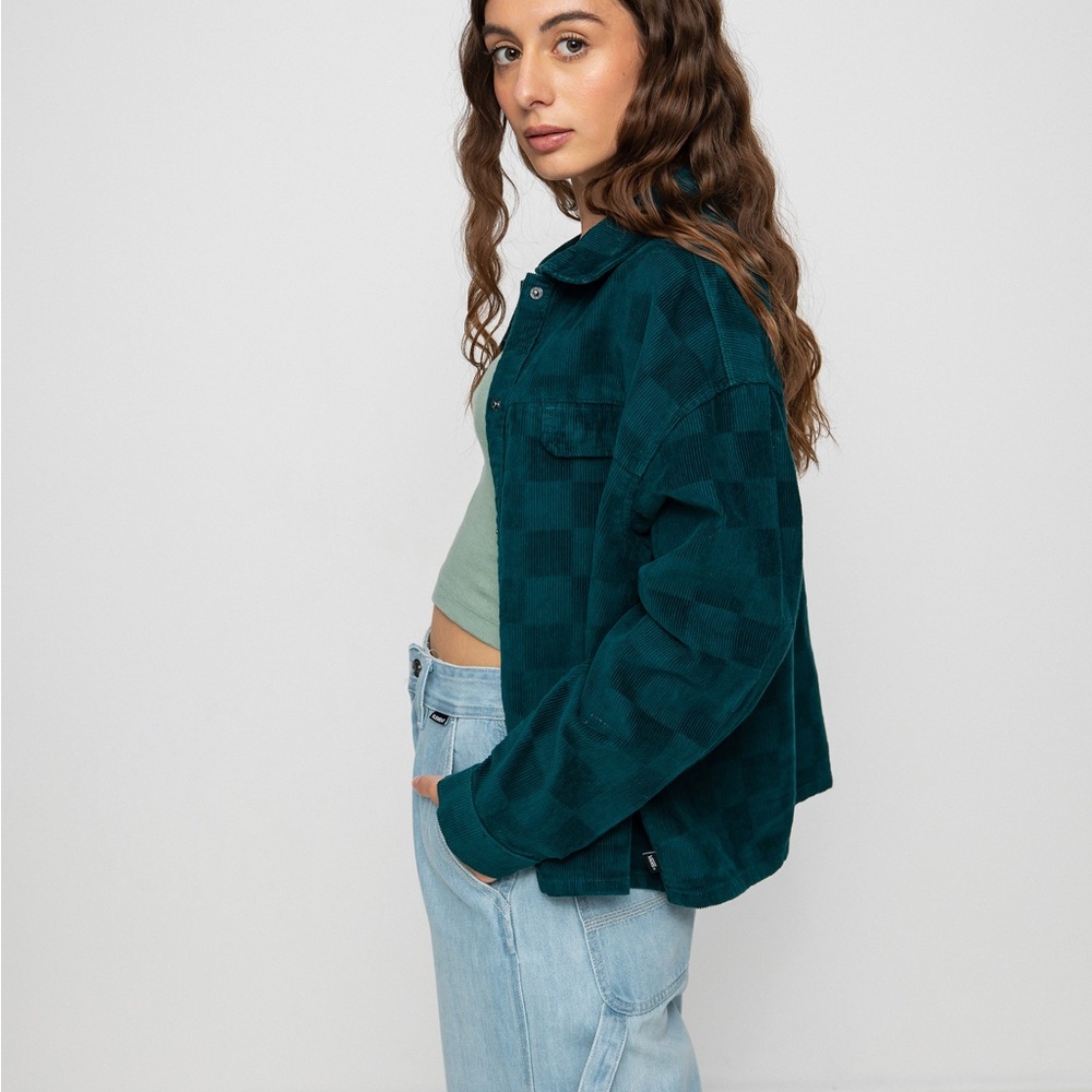 Vans Checkerboard Corduroy Shacket XS | Oversized Button Down Jacket 100% Cotton - Picture 6 of 12